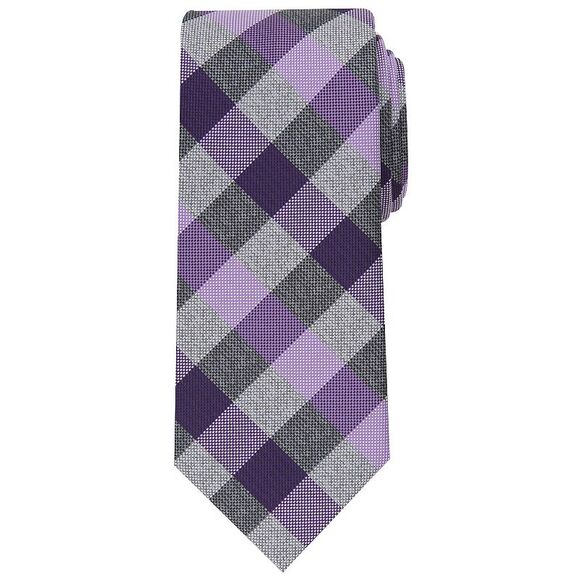 Men's Bespoke Patterned Tie Purple Chasen Purple Grey NWT - Picture 1 of 5